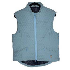 Barbour Quilted Vest‎ Womens 12 Blue Light Teal Full Zip Pockets Gilet Otterburn